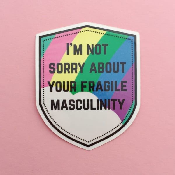 I'm Not Sorry About Your Fragile Masculinity Vinyl Sticker In Pastel Rainbow