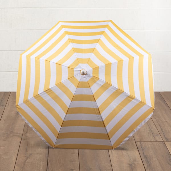 5.5 Ft. Portable Beach Umbrella - Color: Yellow Cabana Stripe