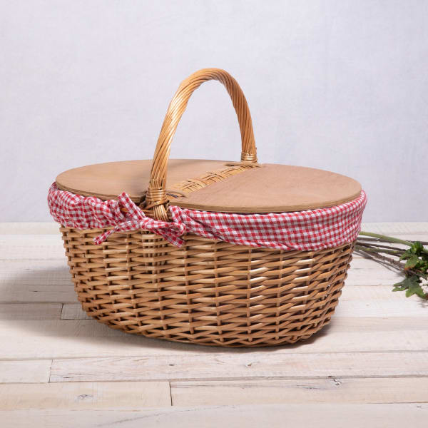 Country Picnic Basket - Color: Red & White Gingham