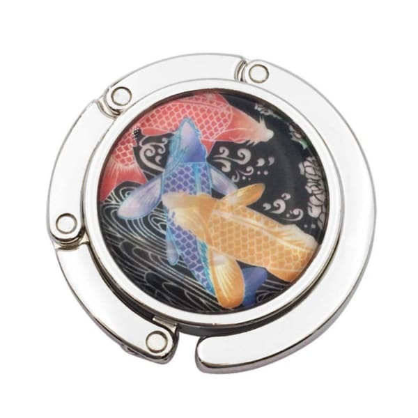 Graphic Purse Hanger Handbag Hook in Silver (9 options) - Color: Fish Pond