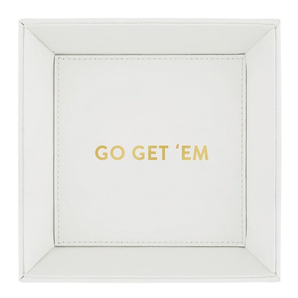 Go Get 'Em White Valet Tray | Motivational Gift Tray for Keeping Keys, Jewelry, Etc.
