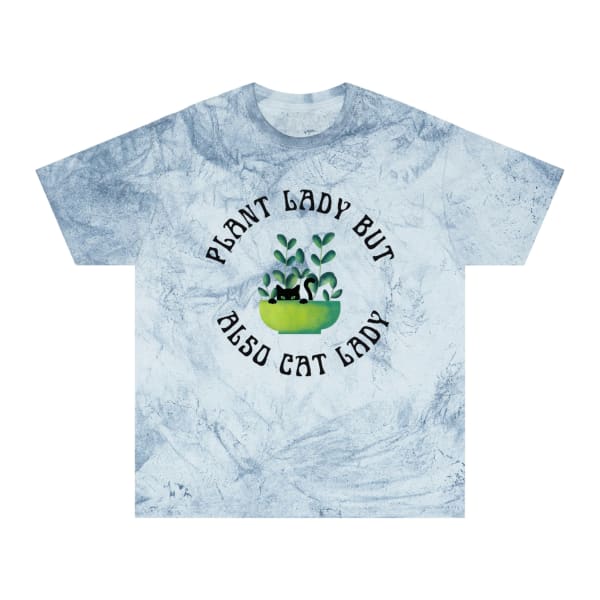 Plant Lady But Also Cat Lady Color Blast T-Shirt - Color: Ocean, Size: S