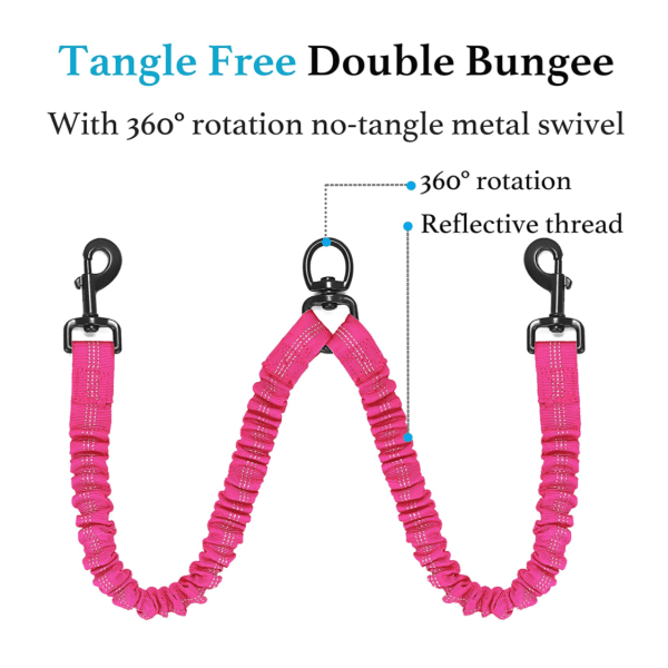 Dual Bungee Leash Add-On - Color: Pink