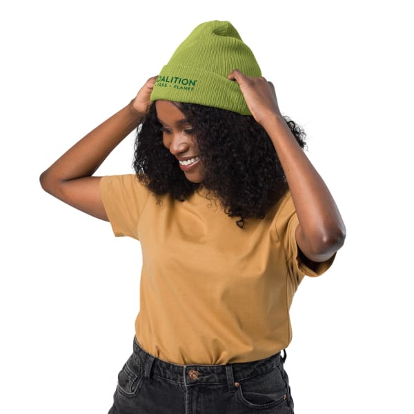 Ecoalition Organic Embriodered Beanie - Color: Leaf Green