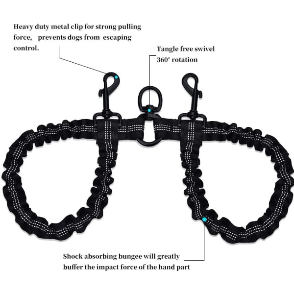 Dual Bungee Leash Add-On - Color: Black
