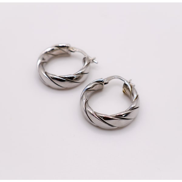 Italian Twirl Silver Hoop Earrings