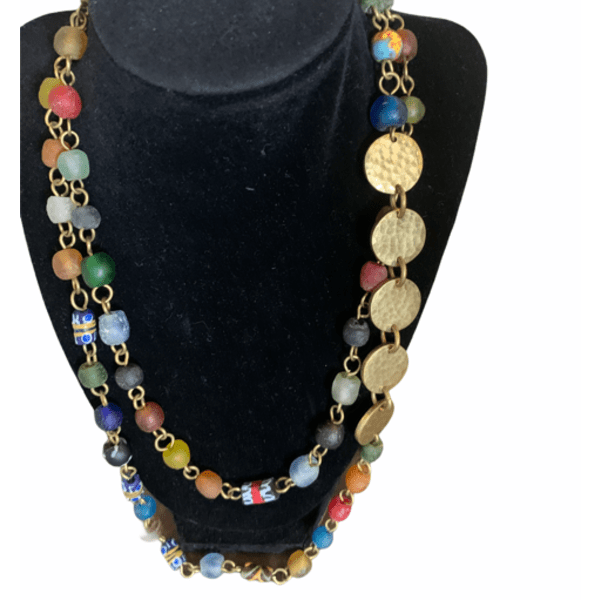 Ngazi Glass stone Bead Necklace - Color: Multi colors