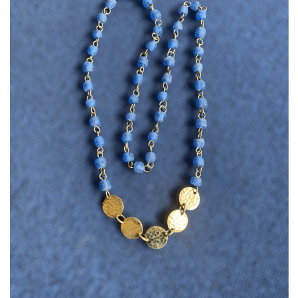 Ngazi Glass stone Bead Necklace - Color: Blue