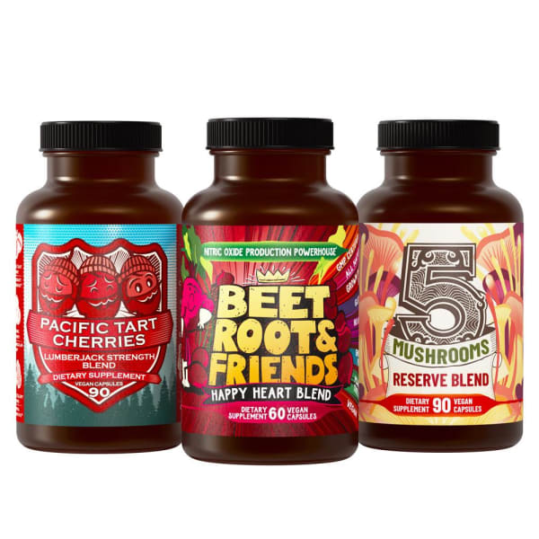Forever Young Bundle - Our Tart Cherry, Beet Root, Mushroom Supplement Stack
