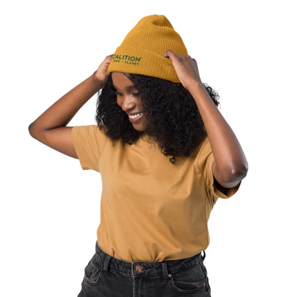 Ecoalition Organic Embriodered Beanie - Color: Mustard Yellow