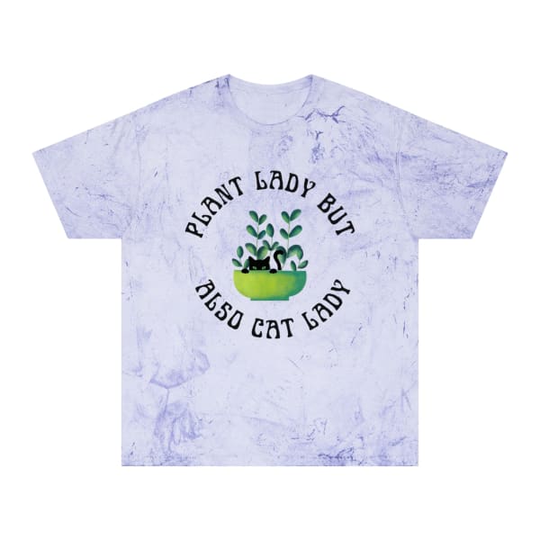 Plant Lady But Also Cat Lady Color Blast T-Shirt - Color: Amethyst, Size: S