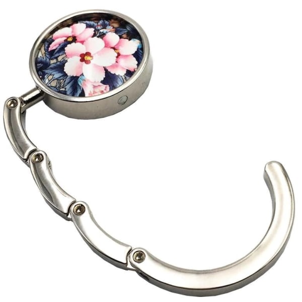 Graphic Purse Hanger Handbag Hook in Silver (9 options) - Color: Bold Pink Flowers
