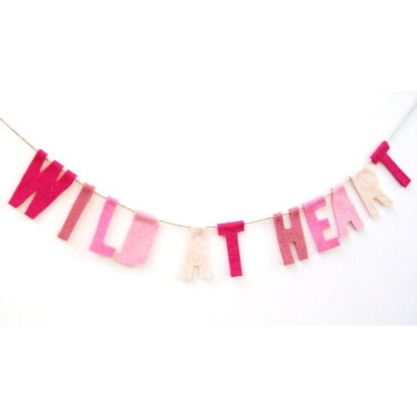 Handmade Felted Wild At Heart Party Banner in Pink or Blue Ombré - Color: Pink Ombré