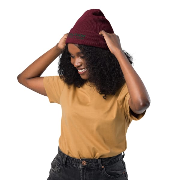 Ecoalition Organic Embriodered Beanie - Color: Burgundy