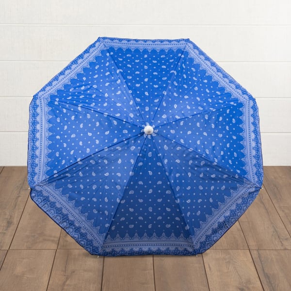 5.5 Ft. Portable Beach Umbrella - Color: Blue with Paisley Pattern