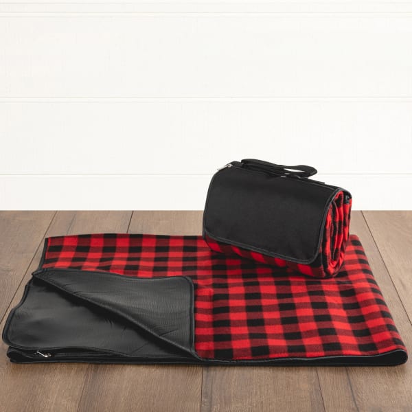 Blanket Tote Outdoor Picnic Blanket - Color: Red & Black Buffalo Plaid