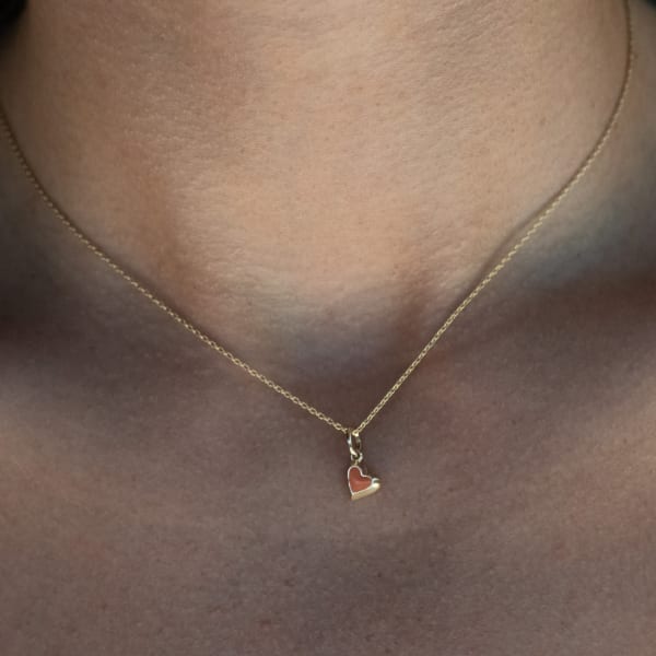 Mini Reversible Heart Charm Necklace
