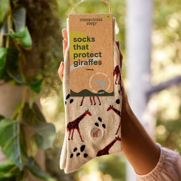 Men's Socks That Protect Giraffes | Fair Trade | Fits Men's Sizes 8.5-13
