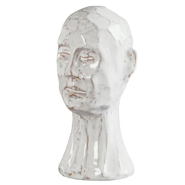 Glazed Face Pot Small | Ceramic Head Sculpture Statues Decor | 7" Tall