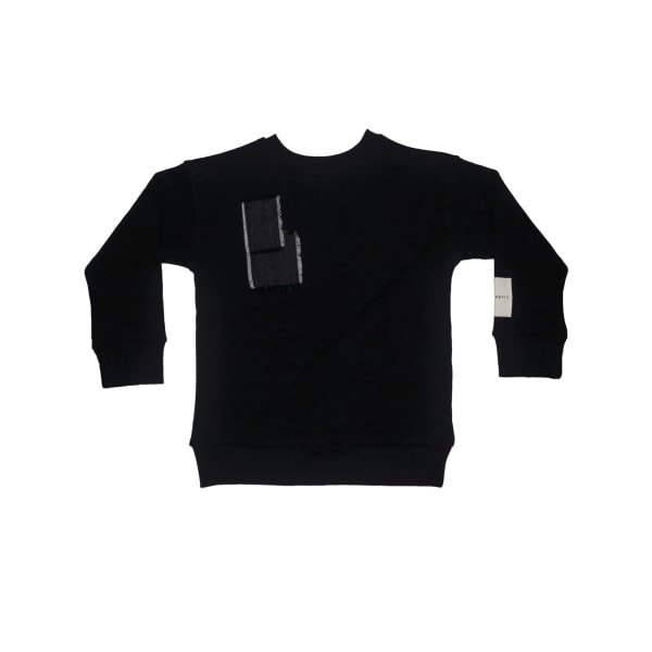 Black Sweatshirt with Denim Patch