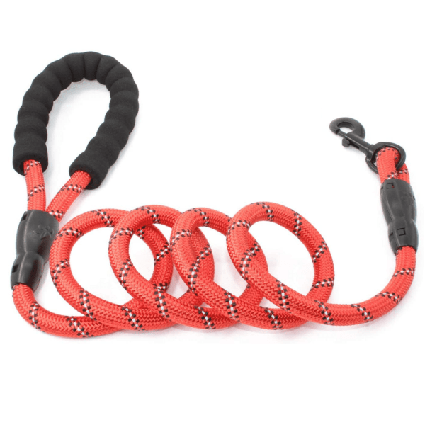 5FT Rope Leash w/ Comfort Handle - Color: Red/Orange