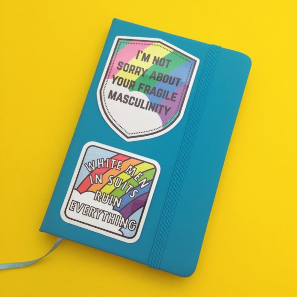 I'm Not Sorry About Your Fragile Masculinity Vinyl Sticker In Pastel Rainbow