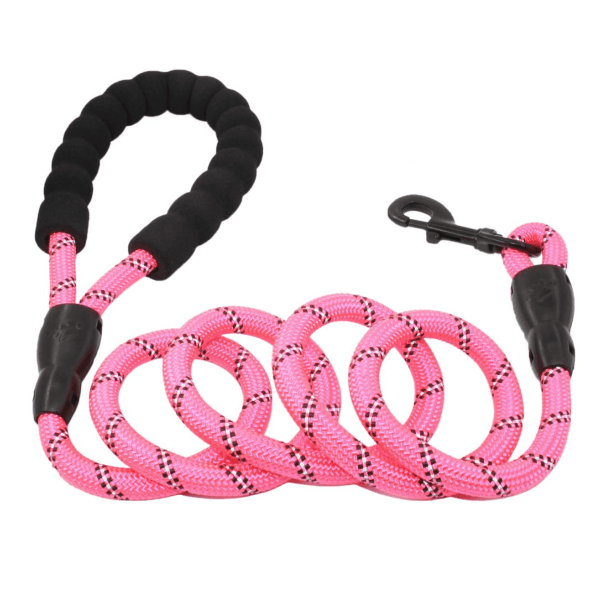 5FT Rope Leash w/ Comfort Handle - Color: Pink