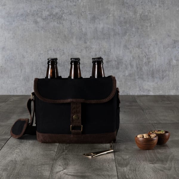 Beer Caddy Cooler Tote with Opener - Color: Black