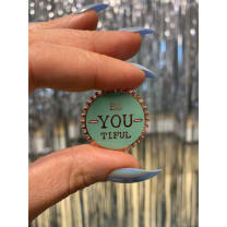 Be You Ti Ful Bottle Cap Style Enamel Pin on Gift Card