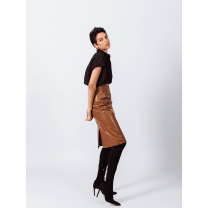 Glossy Brown Vegan Leather Pencil Skirt