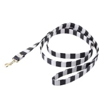 Dog Collar and Leash in Cabana Black and White Stripes | Faux Saffiano Leather