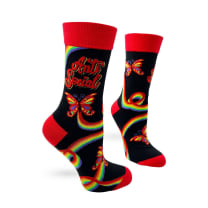 Anti Social Butterfly Women's Crew Socks | Black and Red Ladies Novelty Socks