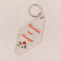 Beautiful and Annoyed Motel Style Key Tag Keychain in Transparent Glitter