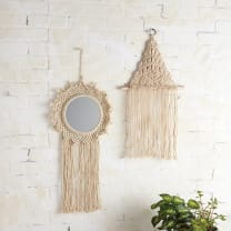 Bohemian Style Hanging Mirror | Wall Hanging Macrame Decor | 12.2" x 25.2"