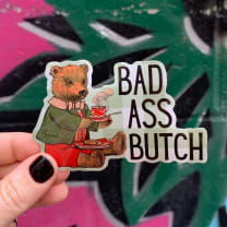 Bad Ass Butch Vinyl Sticker | Lesbian Teddy Bear