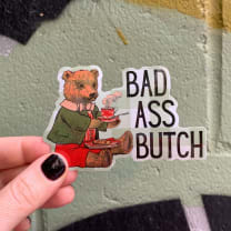 Bad Ass Butch Vinyl Sticker | Lesbian Teddy Bear