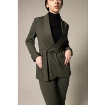 Women's Olive Blazer with Front Buttons