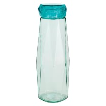 Aqua Blue Faceted Glass Diamond Water Bottle | 16 oz | Gift for Her