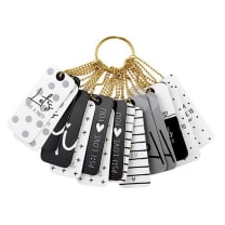 Gift Tag Book in Black and White | 24 Minimalist Tags with Gold Ball Chains