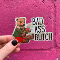 Bad Ass Butch Vinyl Sticker | Lesbian Teddy Bear