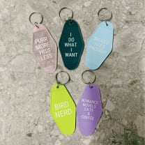 Romance Novels Cats & Coffee Motel Style Keychain in Purple