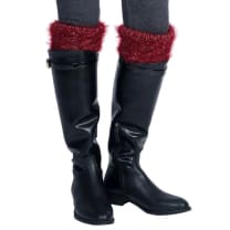 Burgundy Metallic Weave Fur Boot Topper