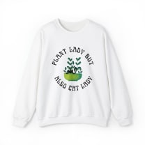 Plant Lady But Also Cat Lady Unisex Heavy Blend™ Crewneck Sweatshirt Sizes SM-5XL | Plus Size Available