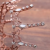 Aggressively Rosy Crown Tiara in Rose Gold and Opal | Royalty Crown Party or Bridal Hair Accessory