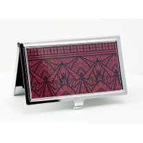 Handmade Art Deco Business Card Case in Crimson Red and Black