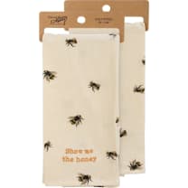 Show Me The Honey Honeybee Dish Cloth Towel | Cotten Linen Cotton and Linen | Embroidered Text | 18" x 28"