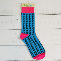 FFFFFFUUUUCCCCCKKK Women's Crew Socks | Blue and Pink Funny Sweary Novelty Socks