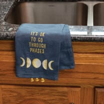 It's Ok To Go Through Phases Kitchen Towel | Navy Blue Cotton Linen Tea Dish Towel | 20" x 26"