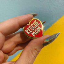 Last Call! Rescue Dog Mom Enamel Pin in Gold Heart