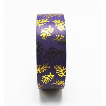 Purple and Metallic Gold Sprig Washi Tape | Gift Wrapping and Craft Tape